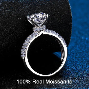 Amazing 100% Real Moissanite With Pave Band 2CT 925 Sterling Silver Diamond  Engagement Wedding Dream Bridal Rings